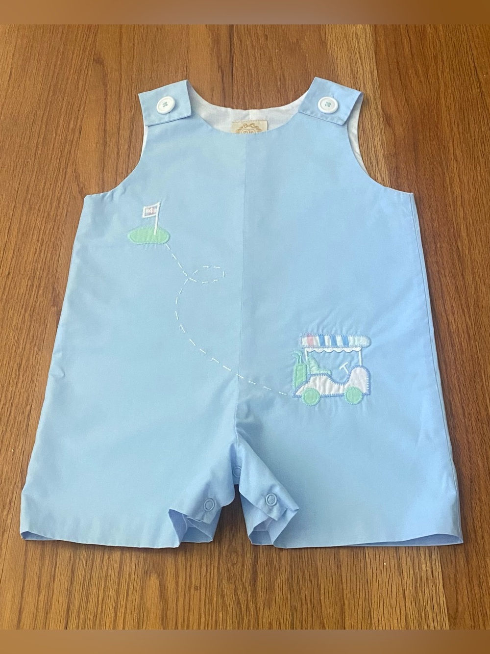 The Beaufort Bonnet Company Jack Keene Boys' Romper with Golf Cart Appliqué